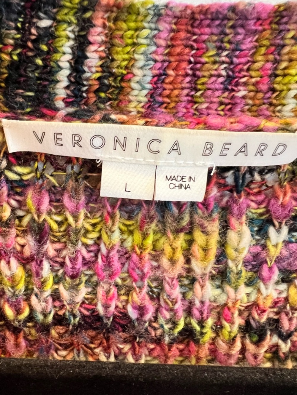 Veronica Beard Multicolor Open-Front Knit Cardigan - Pink, Yellow, Green - Picture 3 of 5